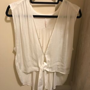 Free People White Satin Tie Tank